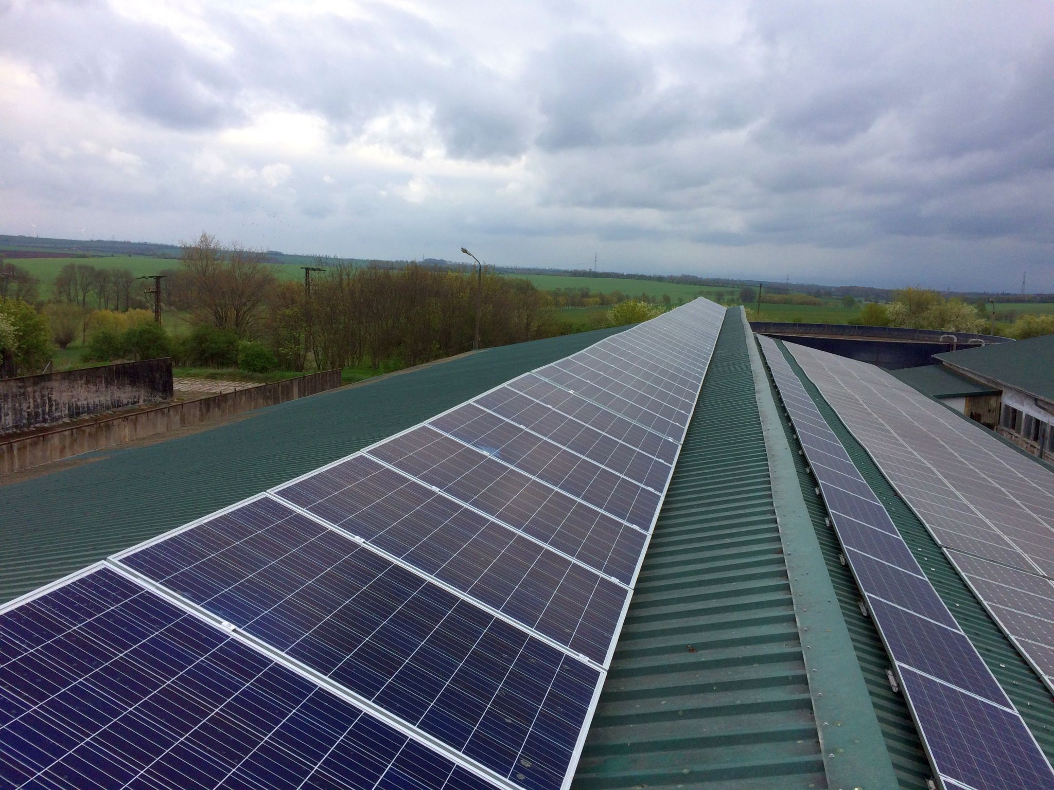 Großes Photovoltaik-Modulfeld als Beispiel für die Direktvermarktung von Solarstrom